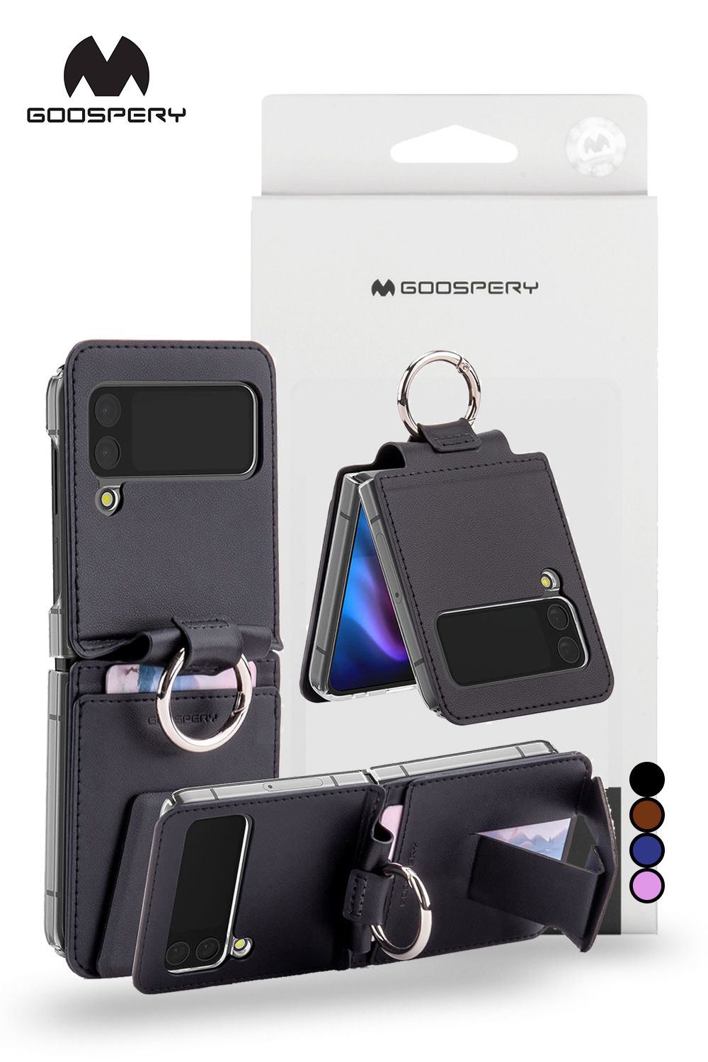 Samsung Galaxy Z Flip 5 Goospery Mercury Easy Standing Diary - Black